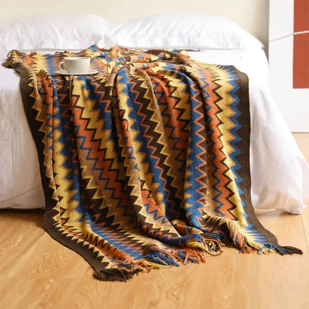 Zigzag Boho Throw Blanket