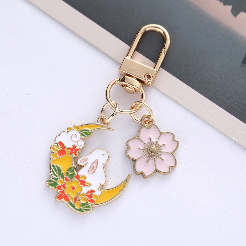 Moon Rabbit, Cherry Blossom Keychain