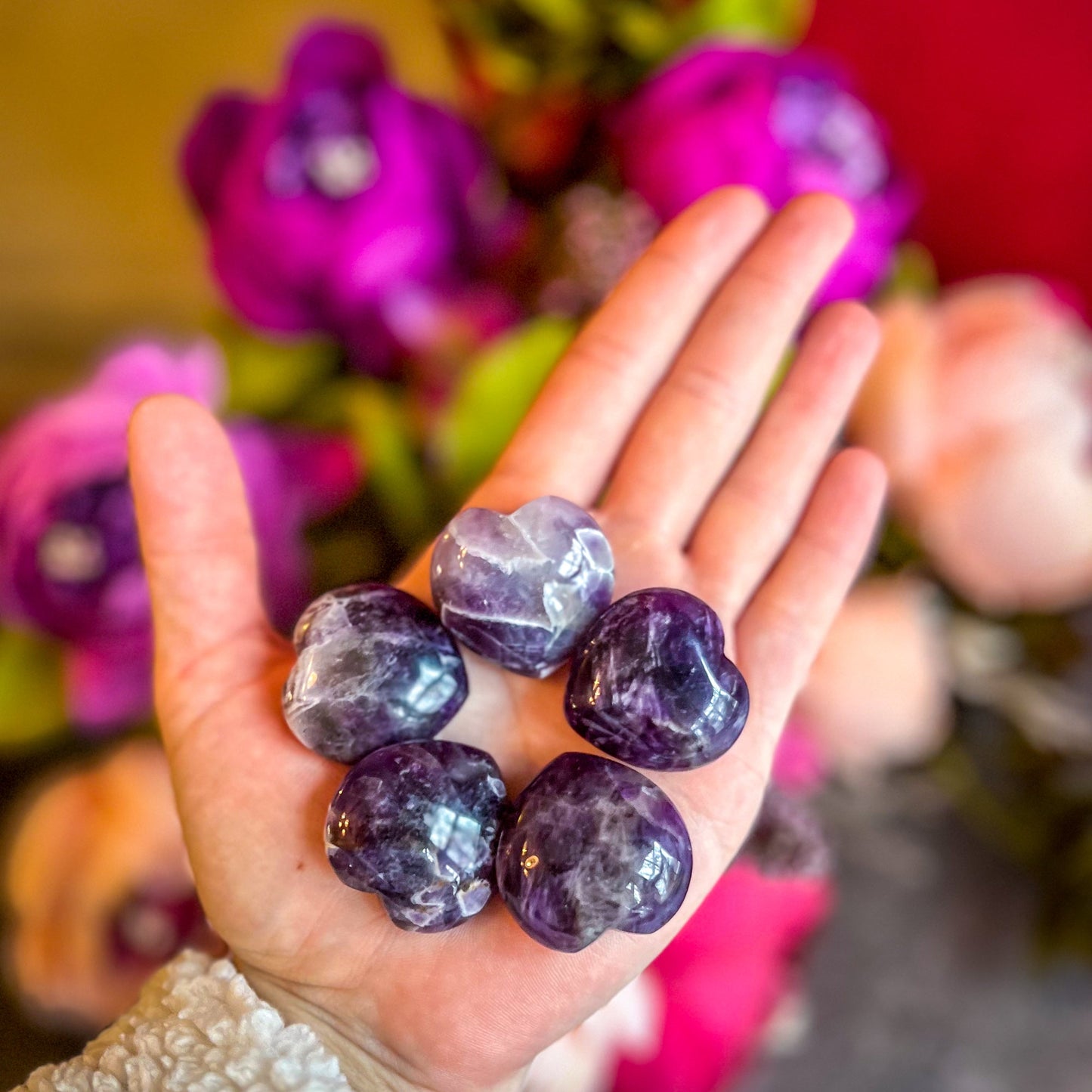 3cm Dream Amethyst Crystal Hearts