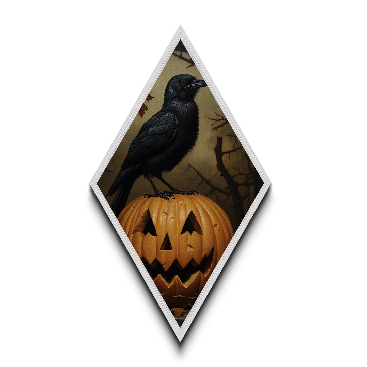 "Nevermore Pumpkin" Diamond Shaped Wall Art