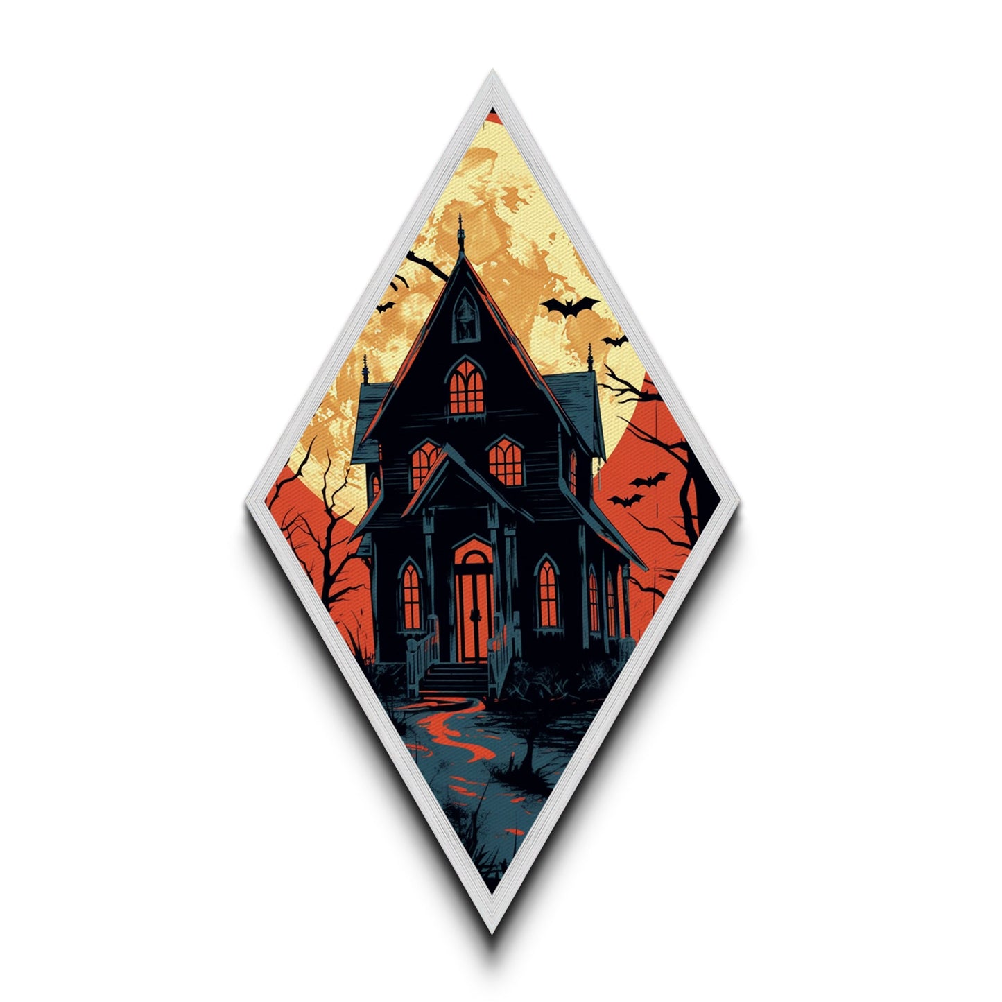 Gothic Haunted House – Canvas Embossed Print or Poster Wall Art