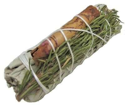 Cinnamon, Rosemary, Yerba Santa & White Sage Smudge Stick (4 in.)