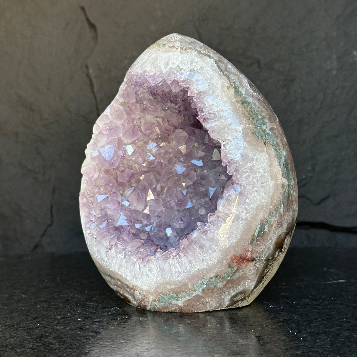Quartz, Amethyst and Agate - 7.5 Lb Oval Full polished Crystal