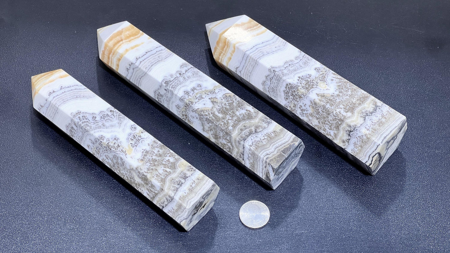 Orange White Banded Calcite XL Towers