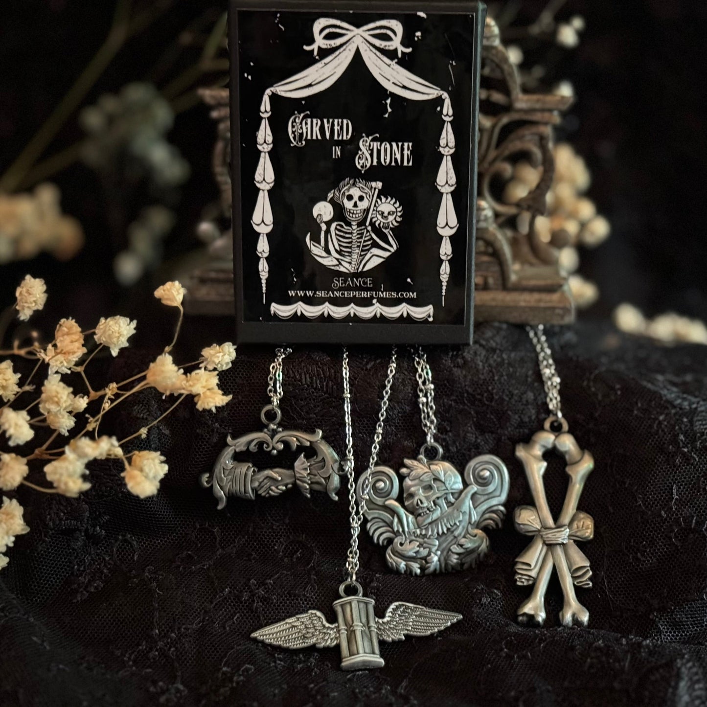 Carved In Stone- Hour Glass with Wings