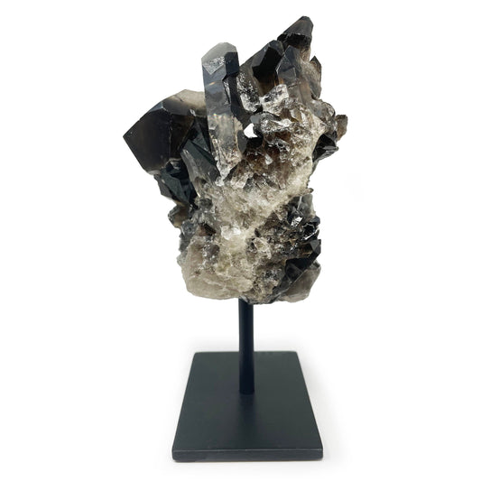 Smoky Quartz Cluster on Post Stand – Natural Crystal Display