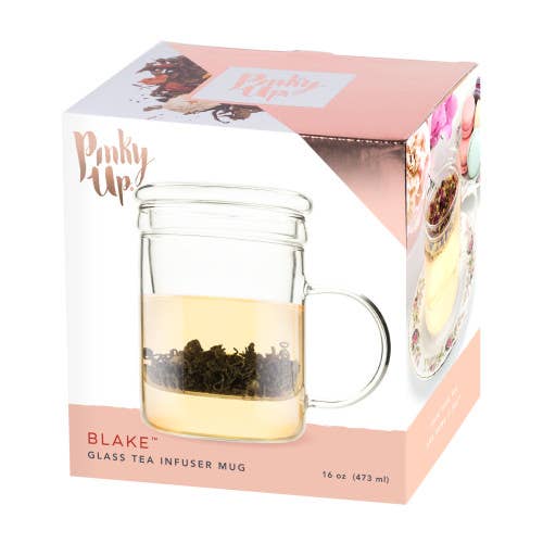 Blake Glass, Loose Leaf Tea Infuser Mug w/Lid