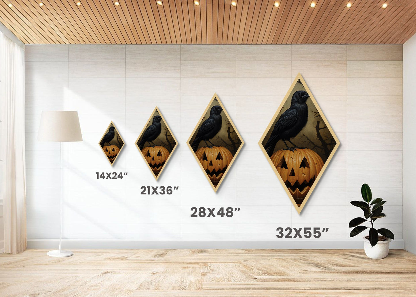 "Nevermore Pumpkin" Diamond Shaped Wall Art