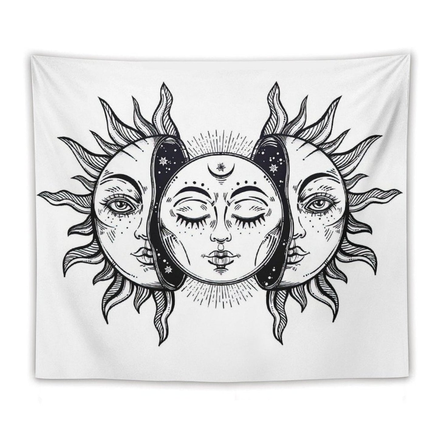 Vintage Solar Sun And Moon Tapestry