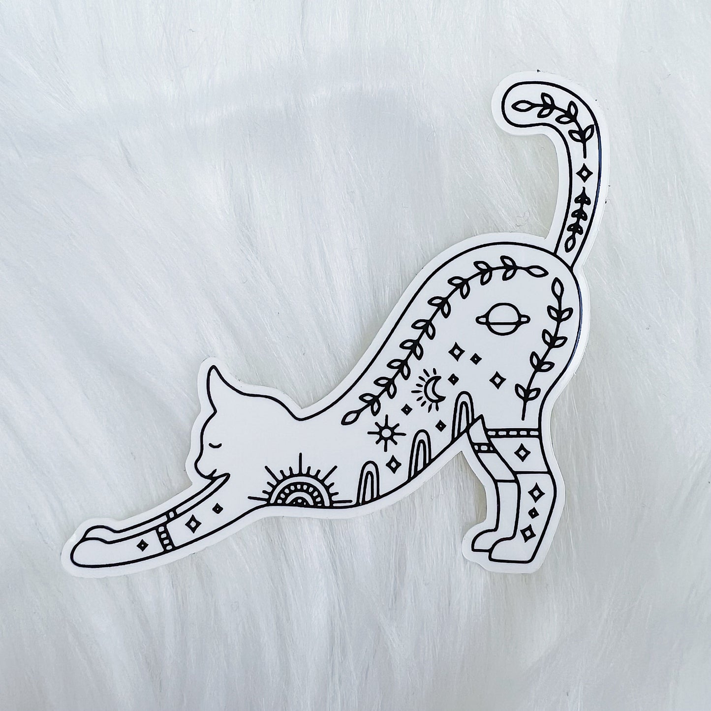 Stretching Kitty Vinyl Sticker Die Cut