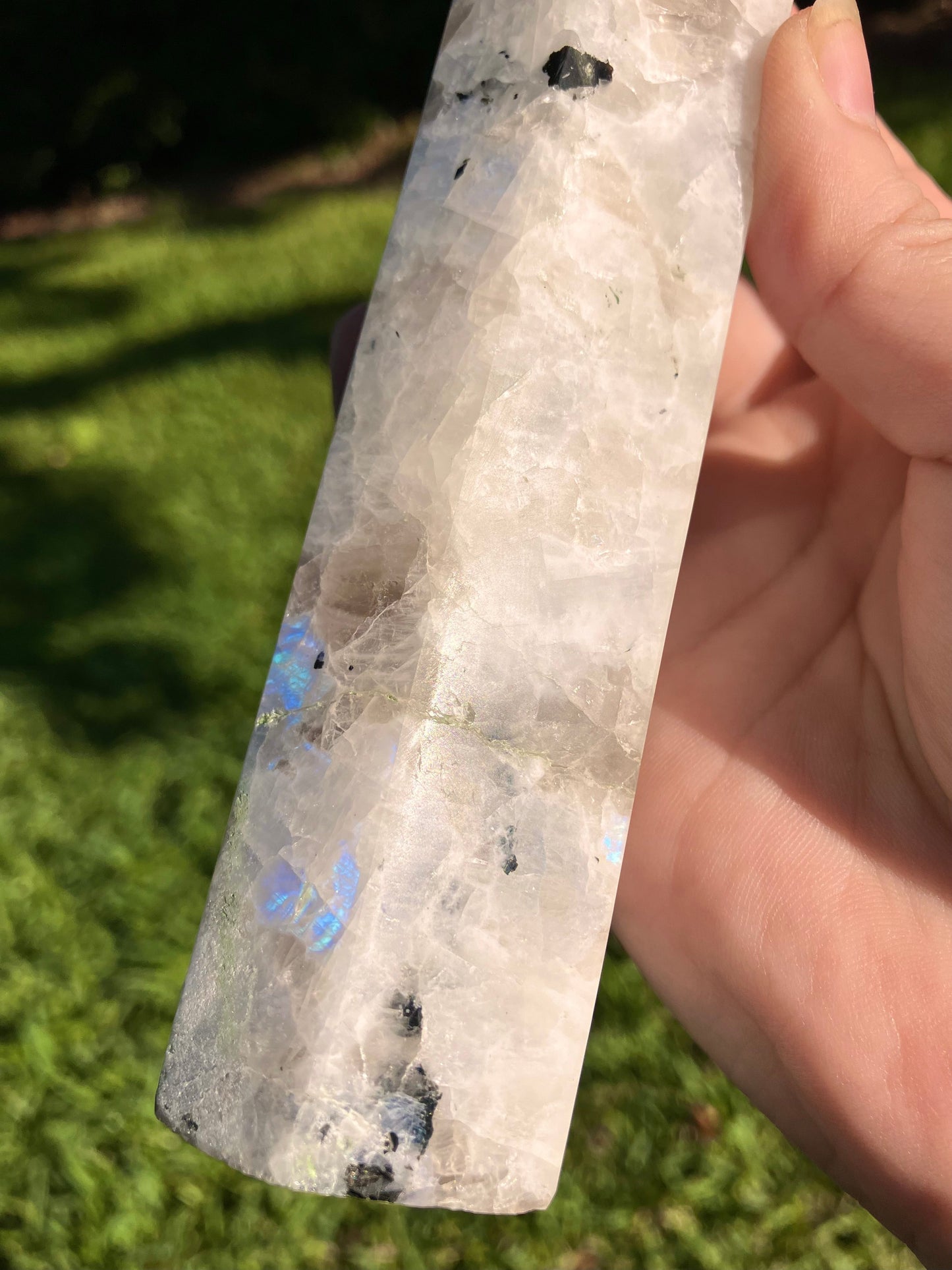 Rainbow Moonstone Tower – Natural Crystal Point for Healing & Energy Work