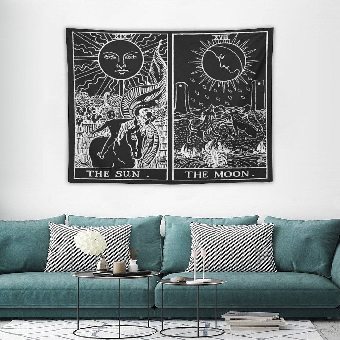 The Sun And Moon Tarot Cards Pearl & Obsidian Tapestry