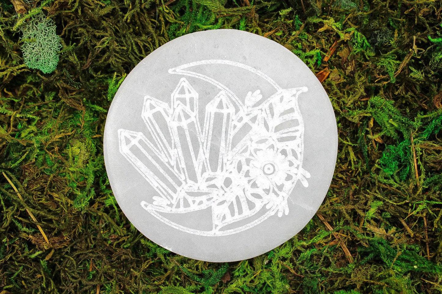 Selenite Carved Charging Plates 4.25", multiple options