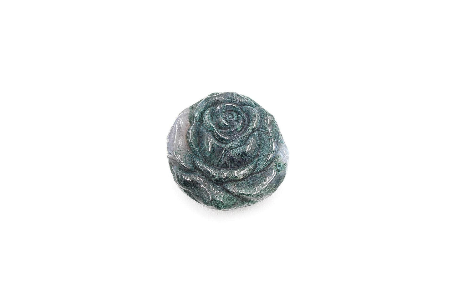 Moss Agate Carved Rose 1.25"