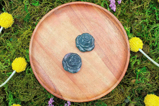 Moss Agate Carved Rose 1.25"
