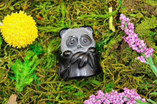 Obsidian Panda Carving