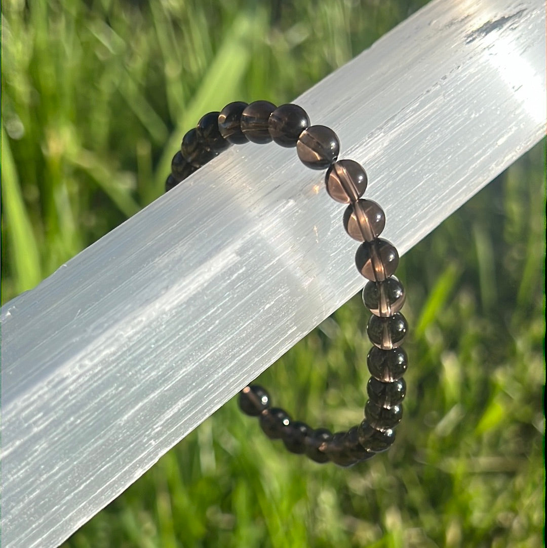 Smoky Quartz Bead Bracelet - emotional balance & protection