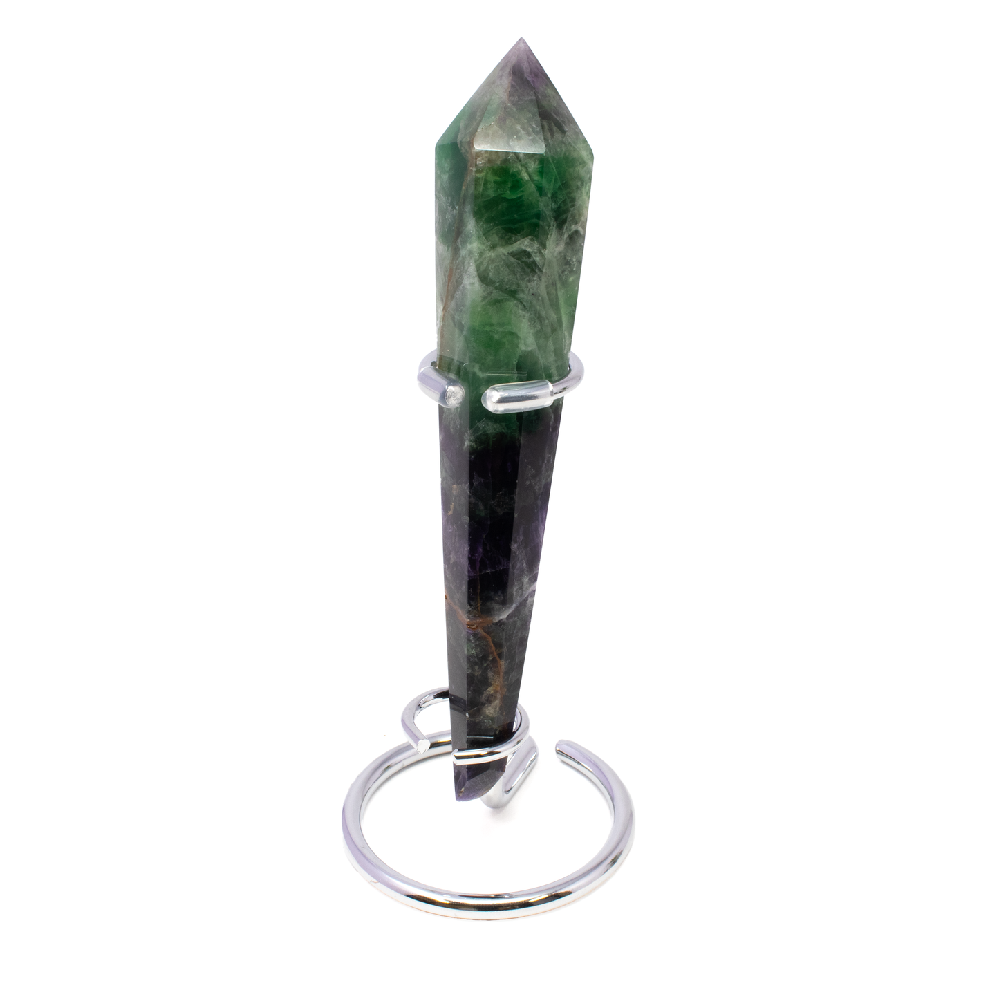 Rainbow Fluorite Tapered Point with Stainless Steel Spiral Stand