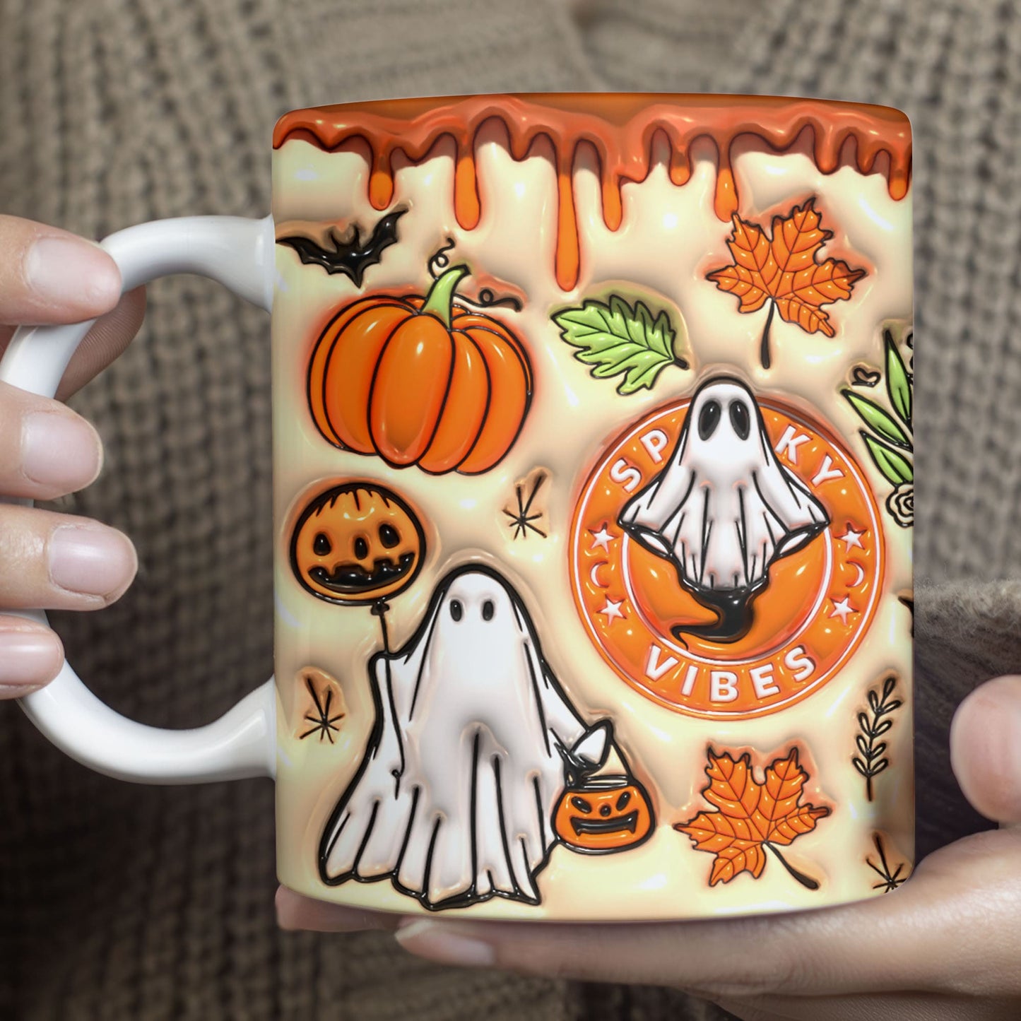 3D Orange Ghost Mug