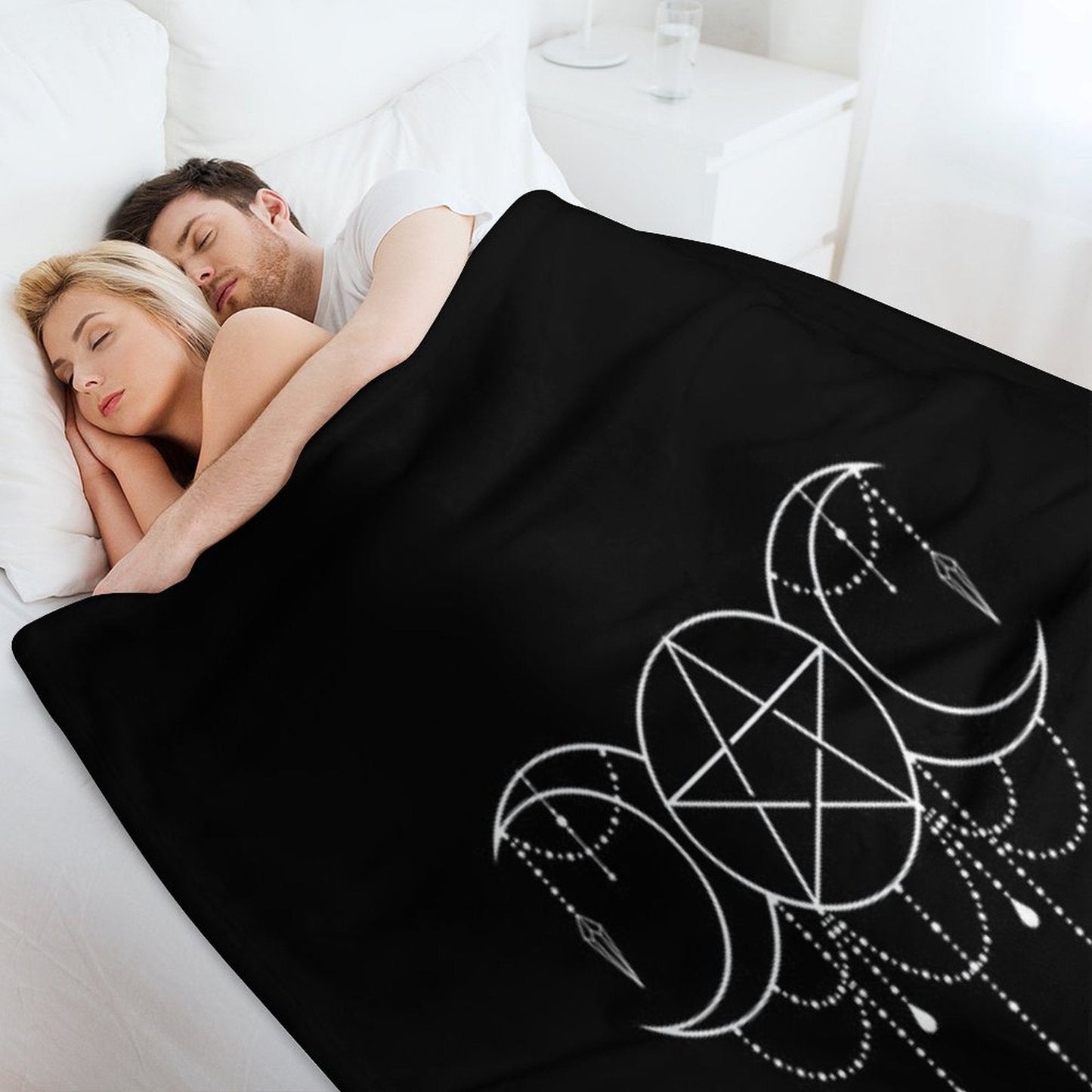Triple Moon Goddess Pentacle Throw Blanket