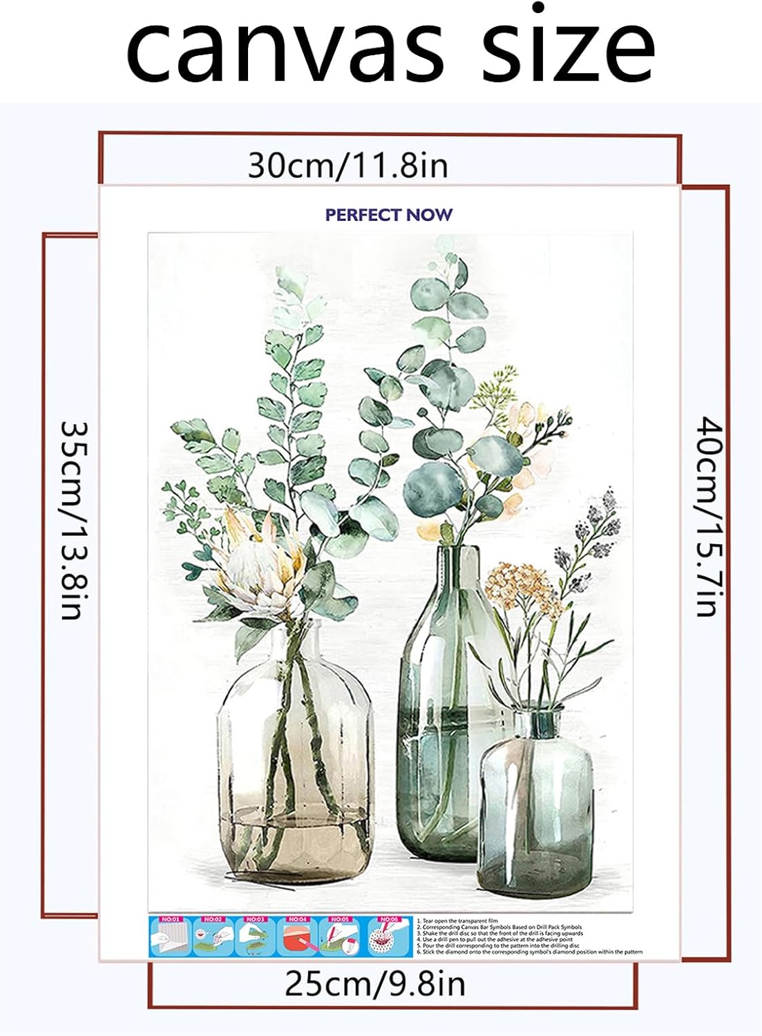 5D Diamond Art Kits for Adults Pretty Plants DIY Paint with Round Full Drill Diamonds Painting Mosaic Gems Art 12" x 16"