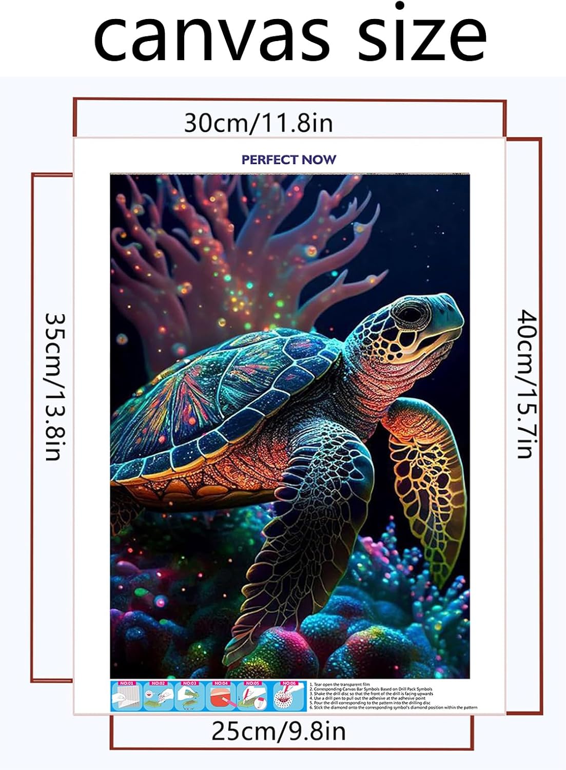 5D Diamond DIY Art Kits for Adult Turtle DIY Paint with Round Full Drill Diamonds Painting Mosaic Gems Art 12" x 16"