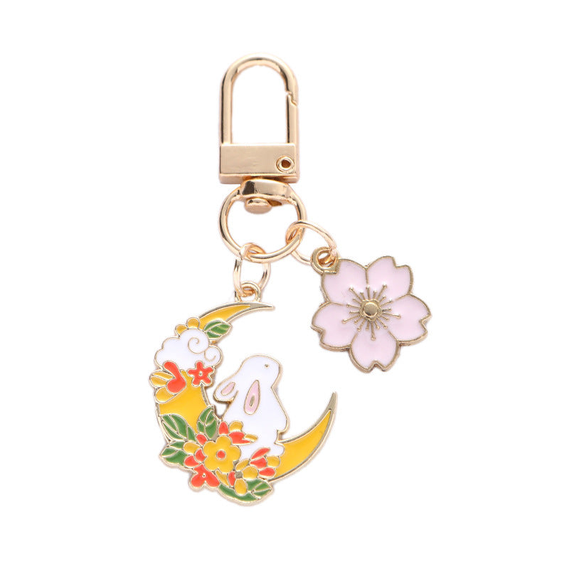 Moon Rabbit, Cherry Blossom Keychain