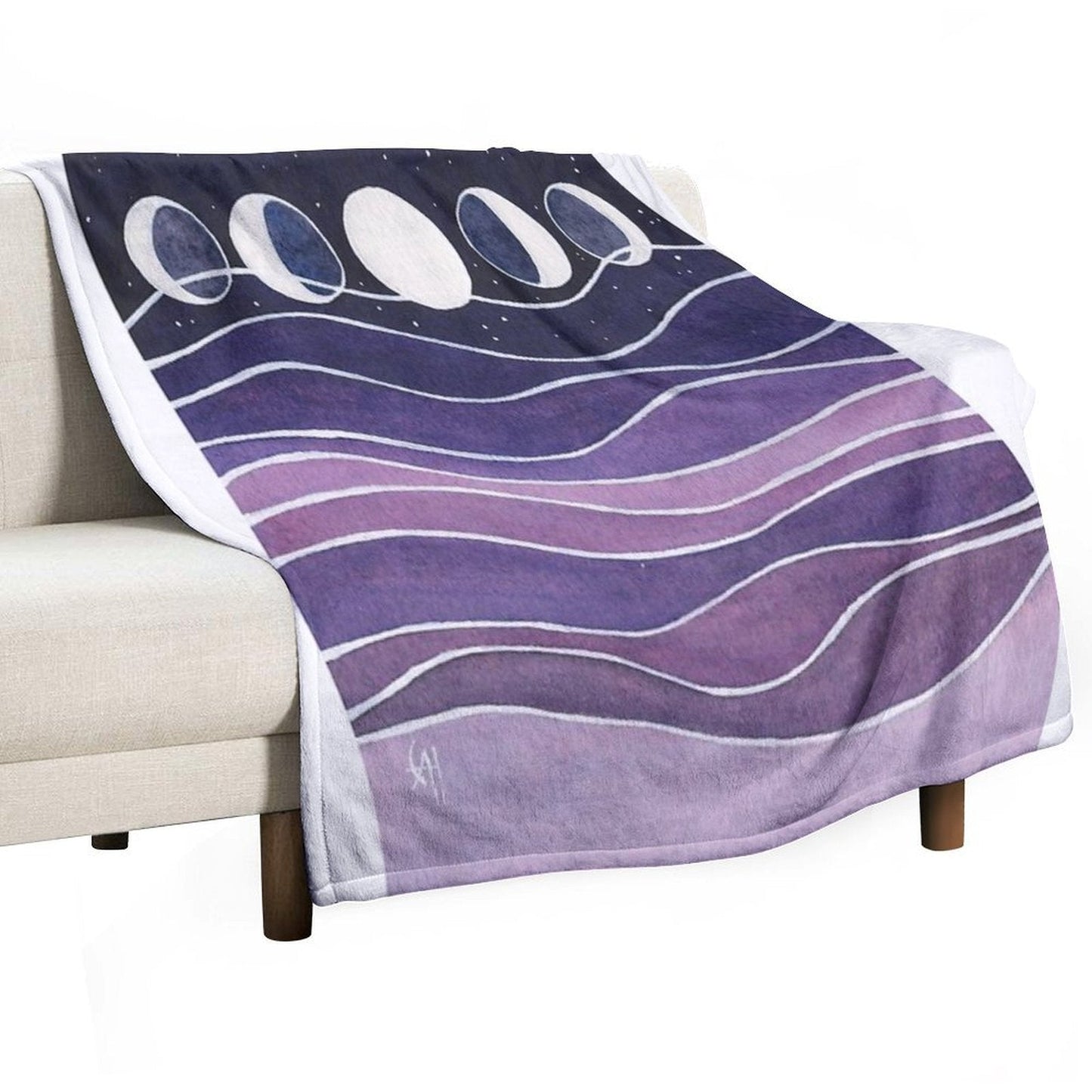 Purple Mountains & Moon Throw Blanket