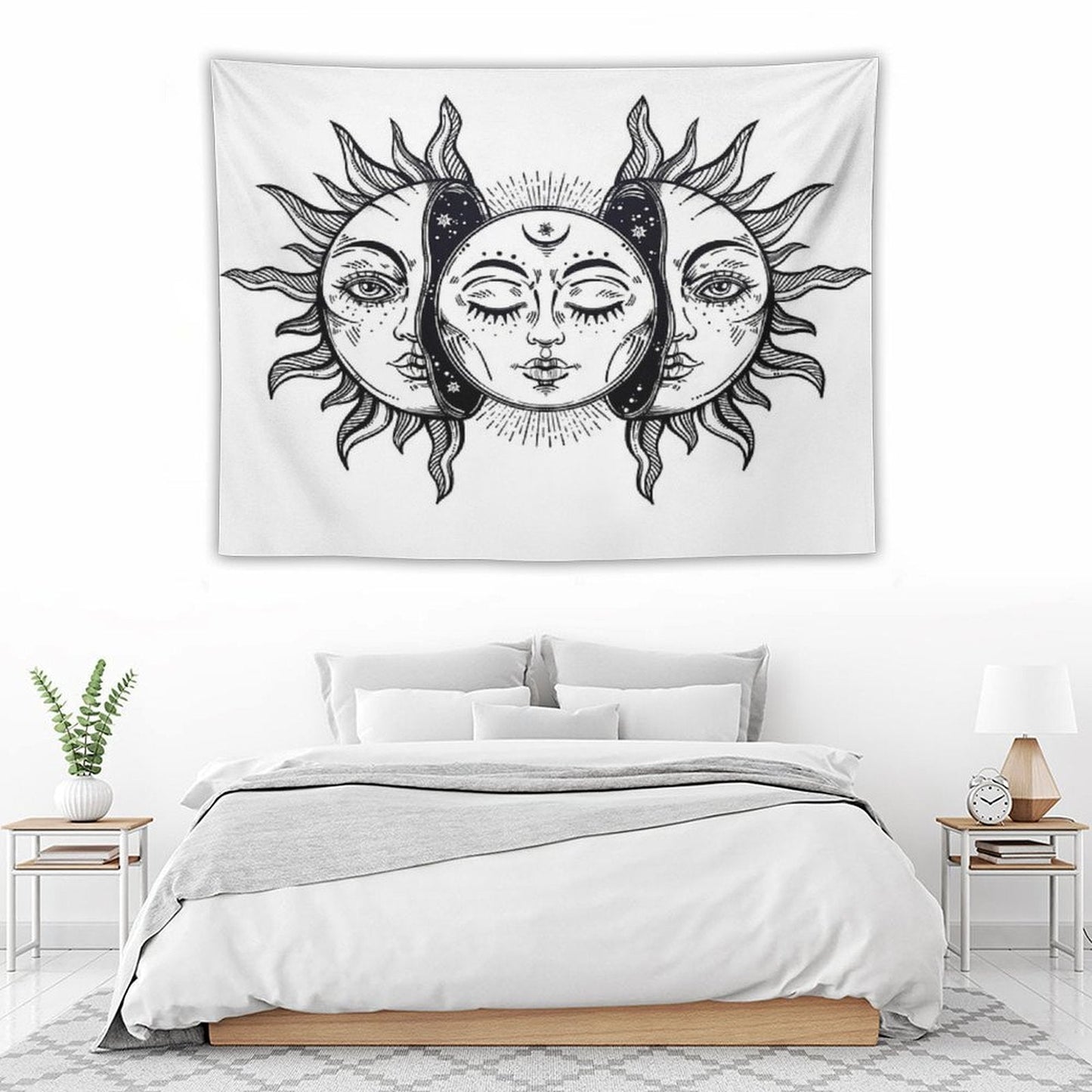 Vintage Solar Eclipse Sun And Moon Tapestry