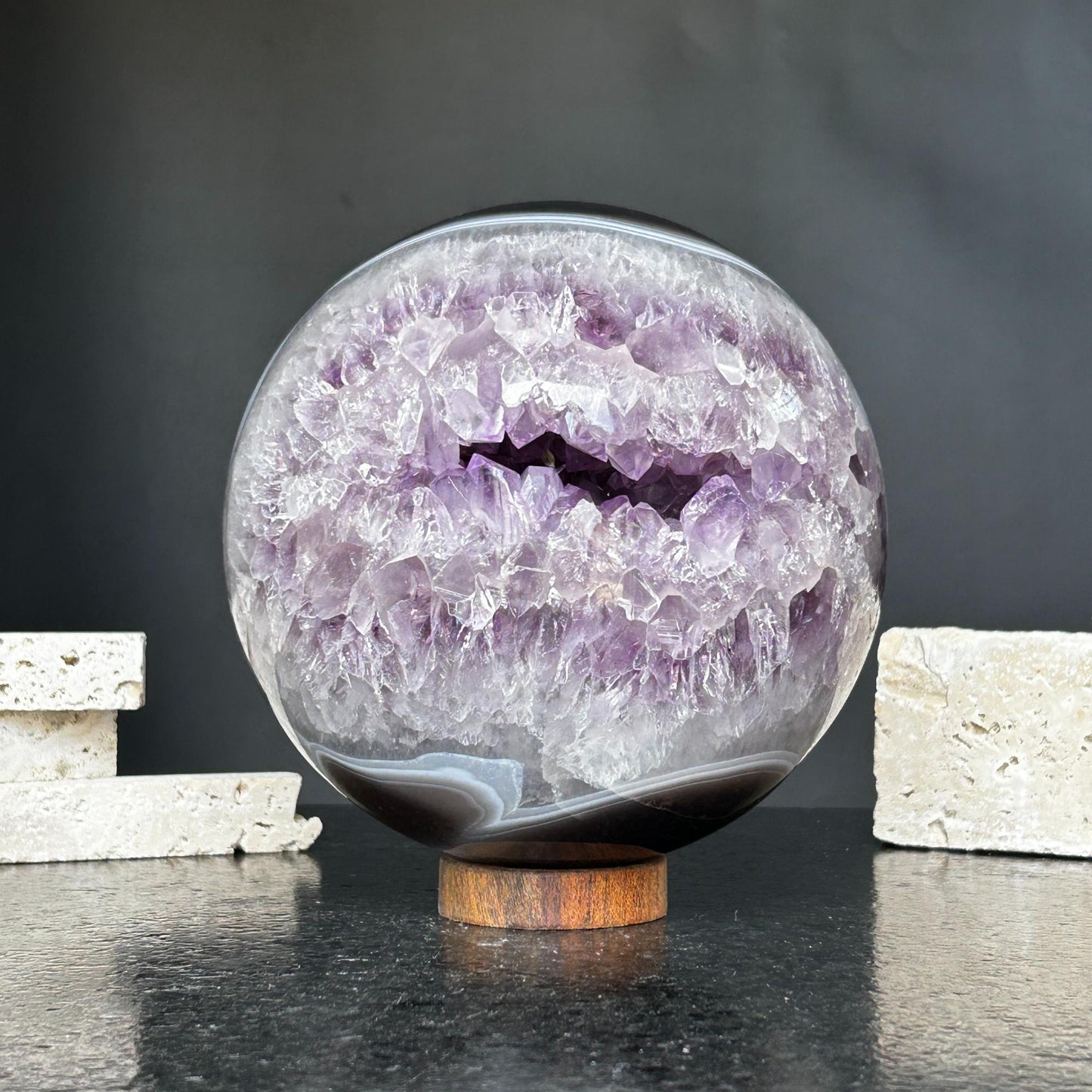 Amethyst and Agate Sphere, Open Crystal ball