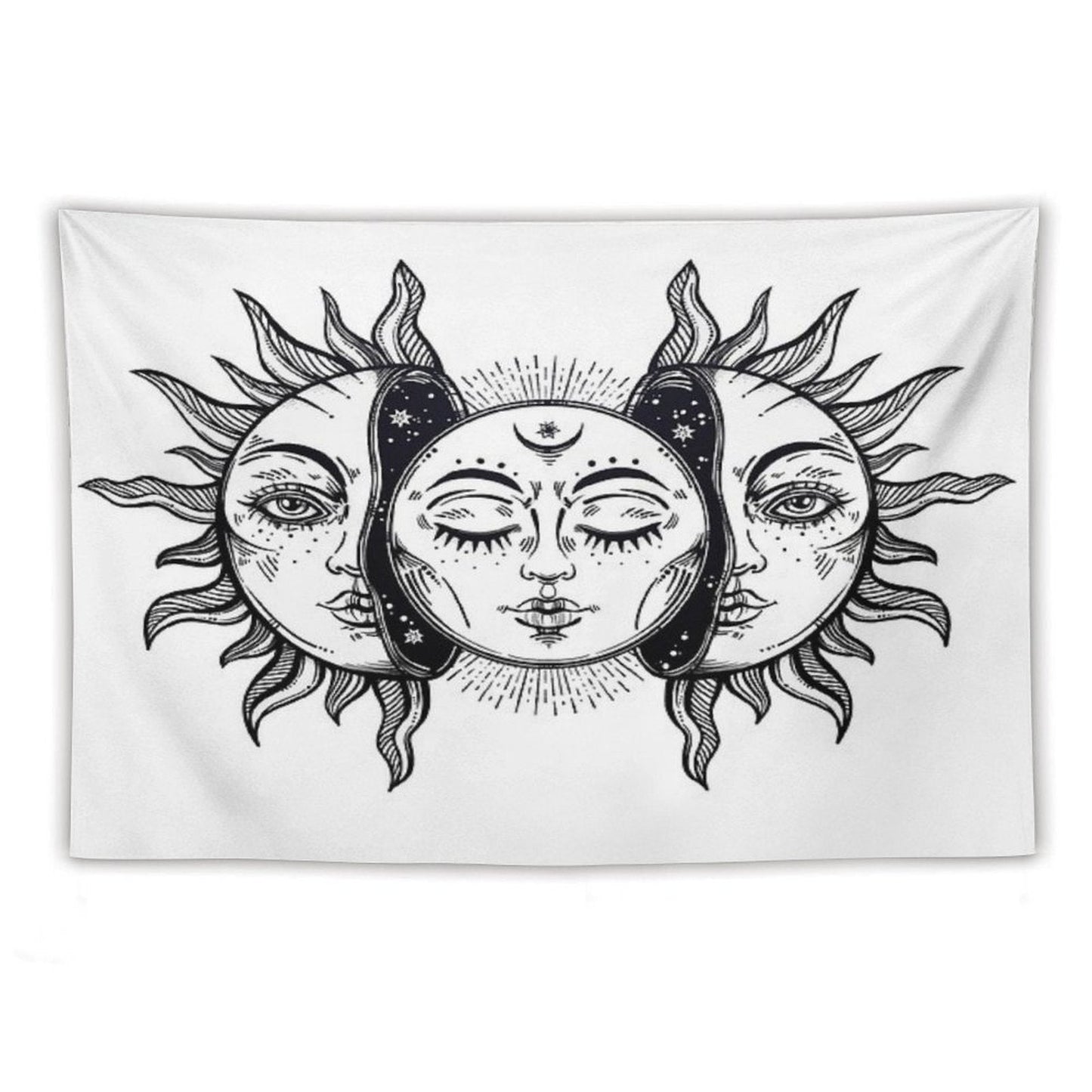 Vintage Solar Eclipse Sun And Moon Tapestry