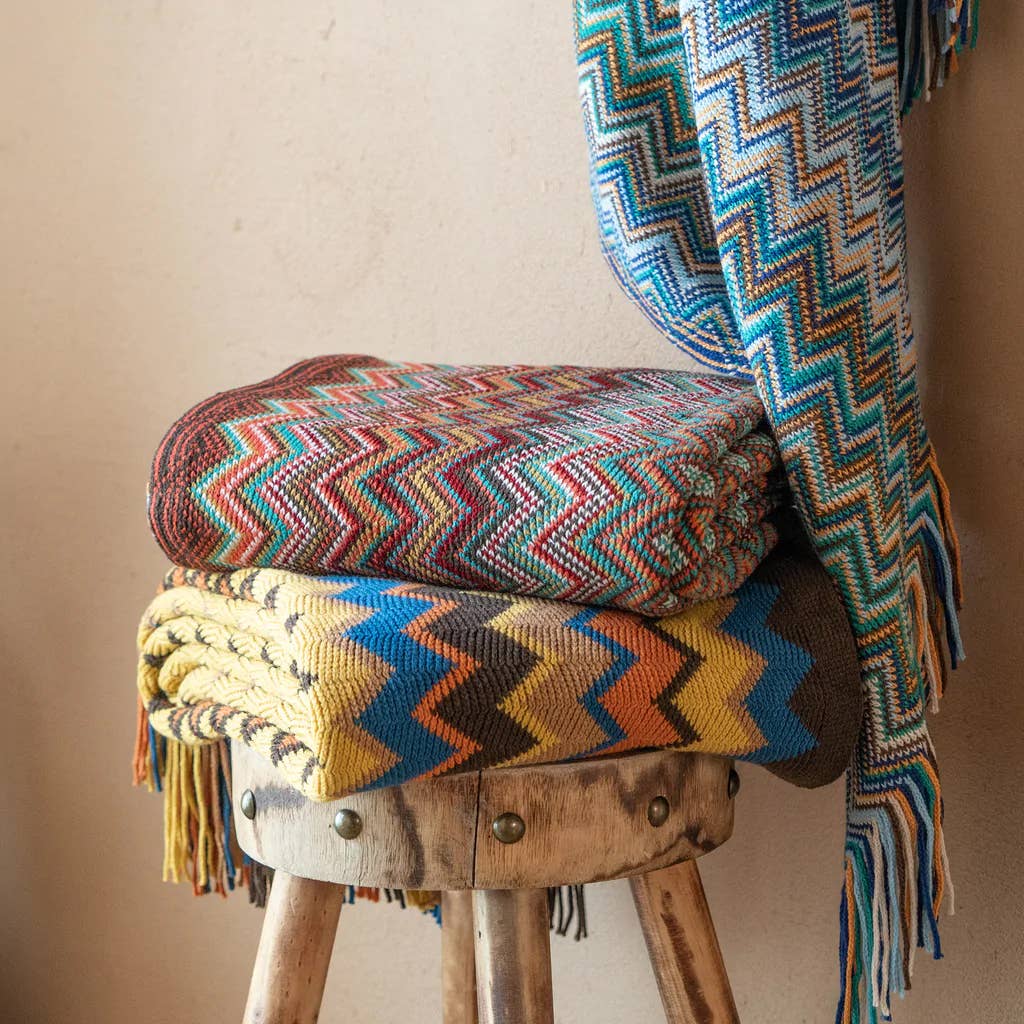 Zigzag Boho Throw Blanket