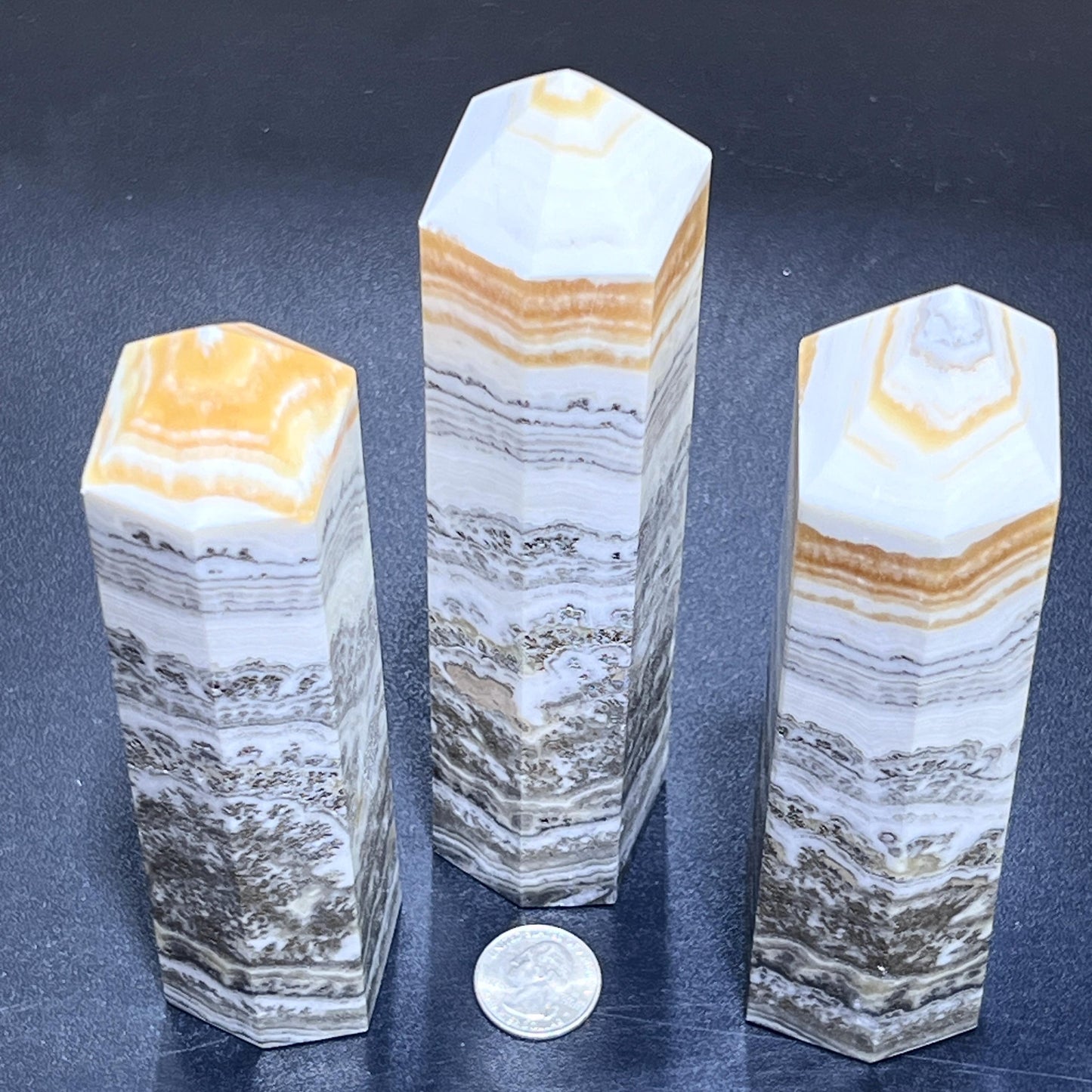 Orange White Banded Calcite XL Towers