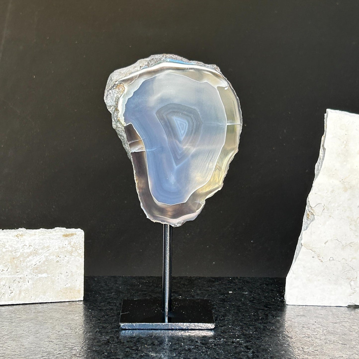 Agate Slice, metallic base included, Natural Colors - Ethically Sourced