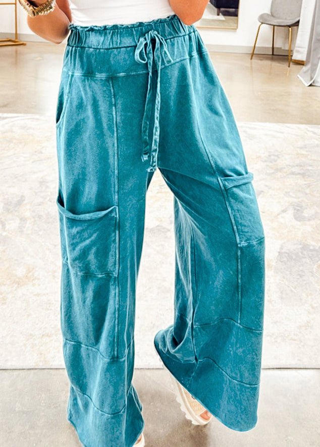 Wild Ginger Mineral Wash Knot High Waist Raw Hem Pants