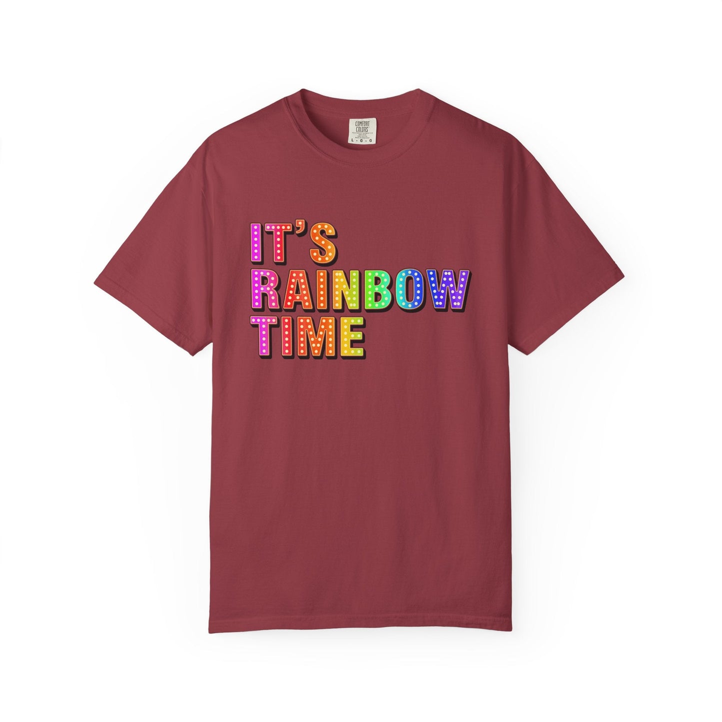 Bespattered Facade It's Rainbow Time Marquee Premium Unisex Comfort Colors Garment Dyed 100% Cotton T-Shirt