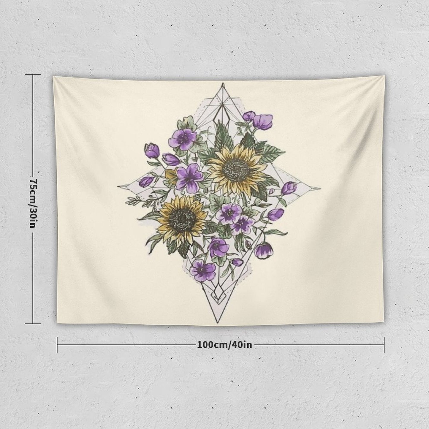 Geometric Sunflower Pattern Tapestry
