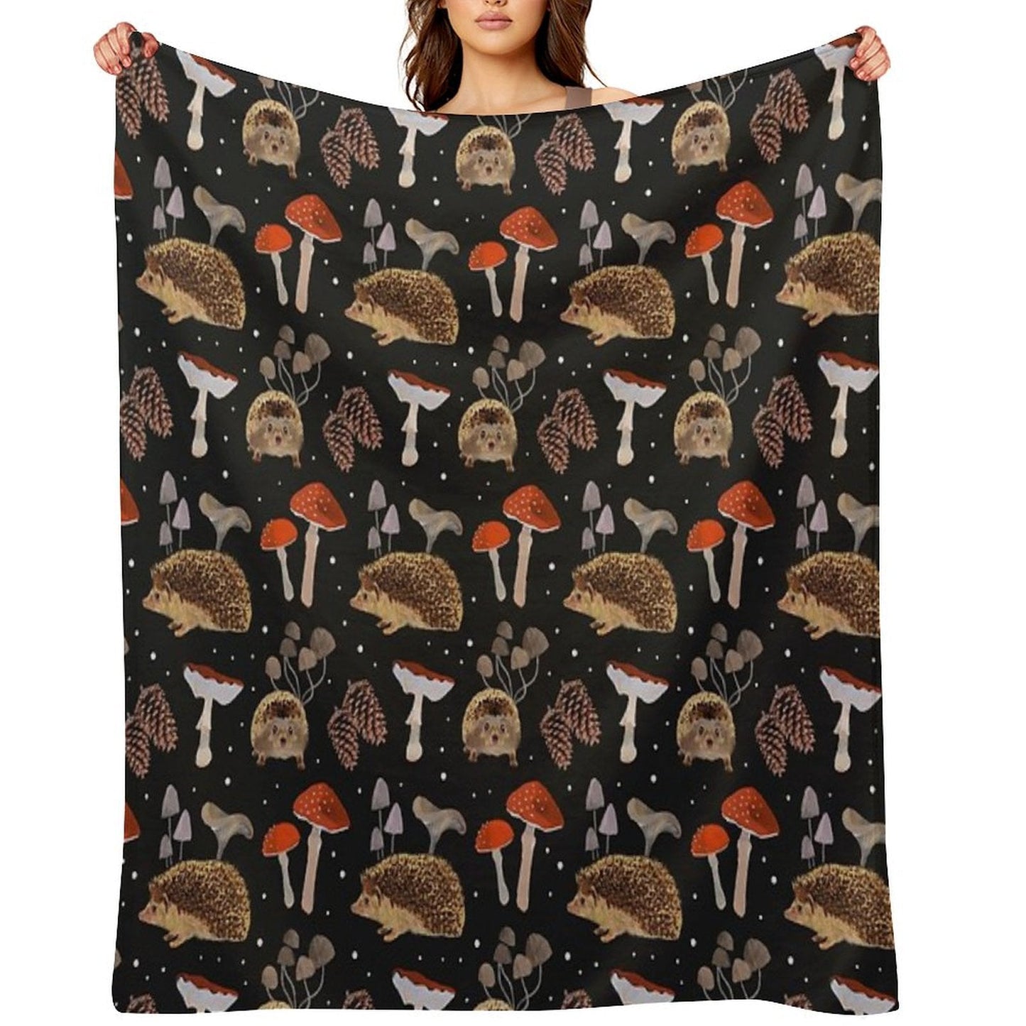 Hedgehogs & Mushrooms Throw Blanket