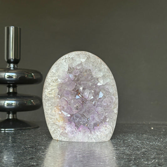 Amethyst Egg Geode – AAA Quality Quartz Crystal Cluster with Agate Formations