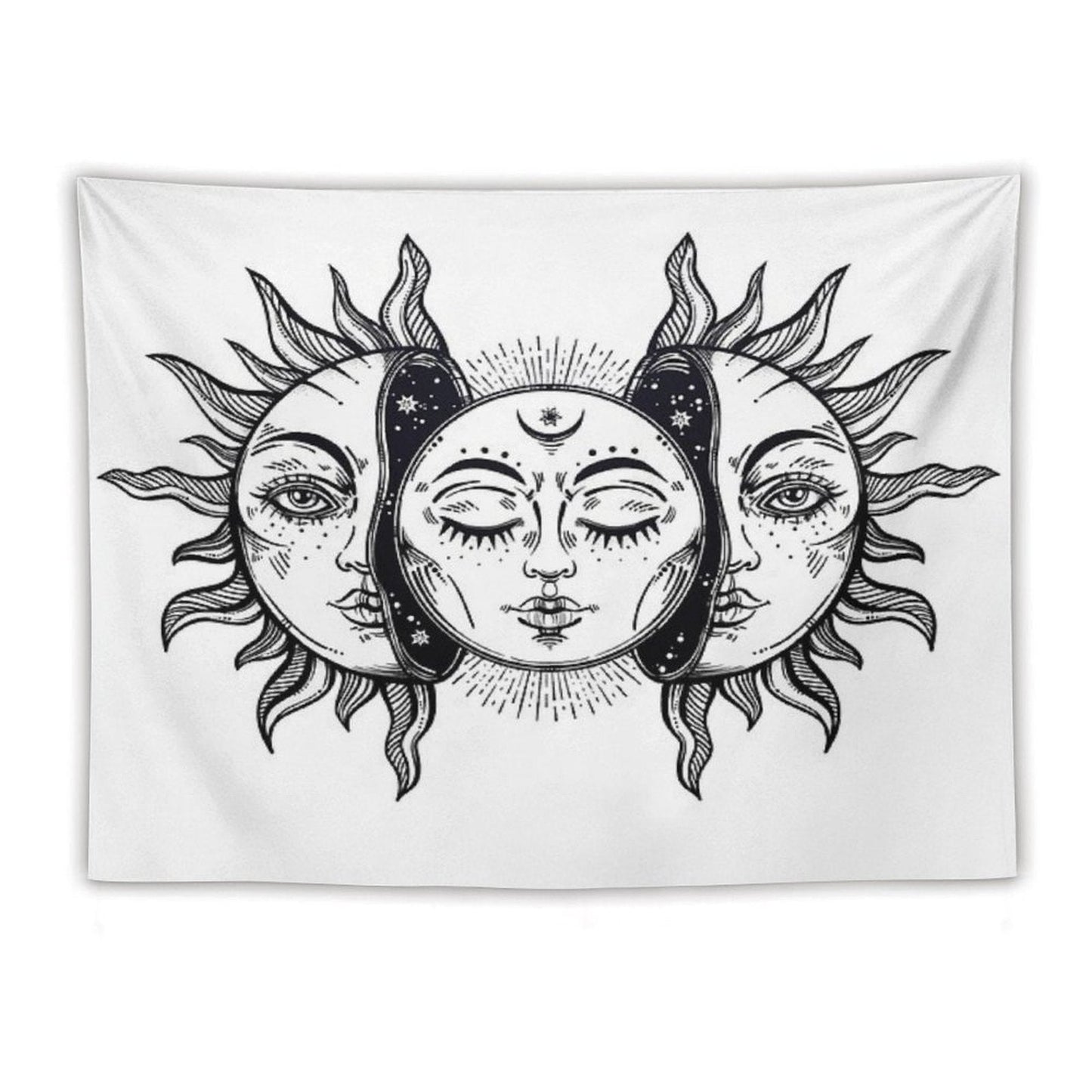 Vintage Solar Eclipse Sun And Moon Tapestry