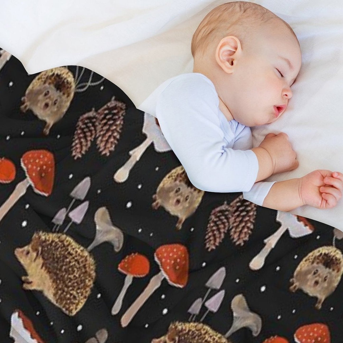 Hedgehogs & Mushrooms Throw Blanket