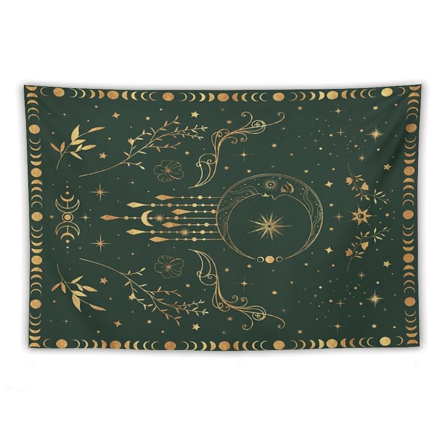 Sage Green & Gold Moon Tapestry