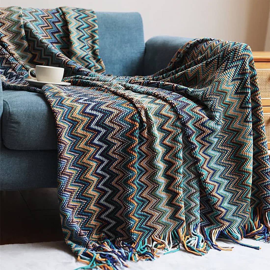 Zigzag Boho Throw Blanket