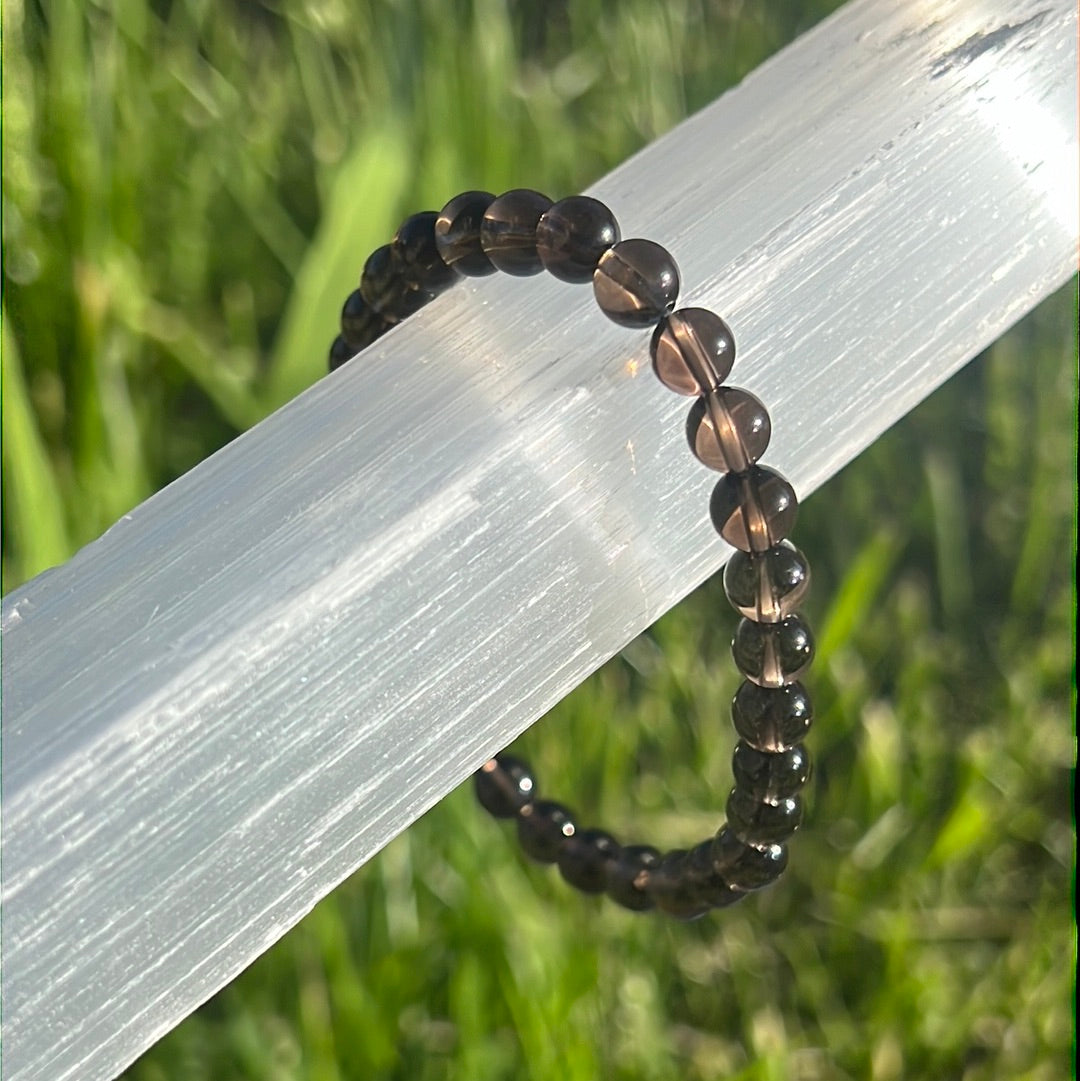 Smoky Quartz Bead Bracelet - emotional balance & protection