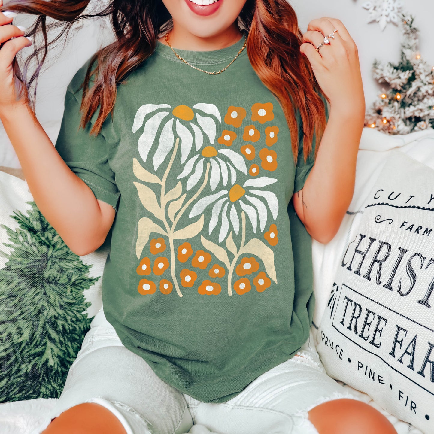 Boho Botanical Daisys - Comfort Colors Tshirt