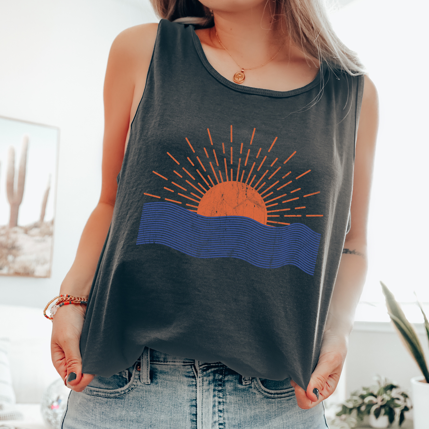 Beach Sunset, Minimalist - Tank Top