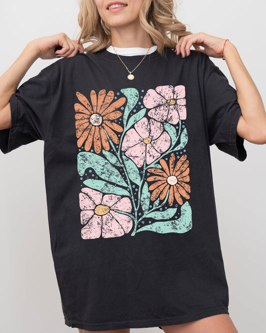 Bohemian Abstract Flowers - Comfort Colors TShirt