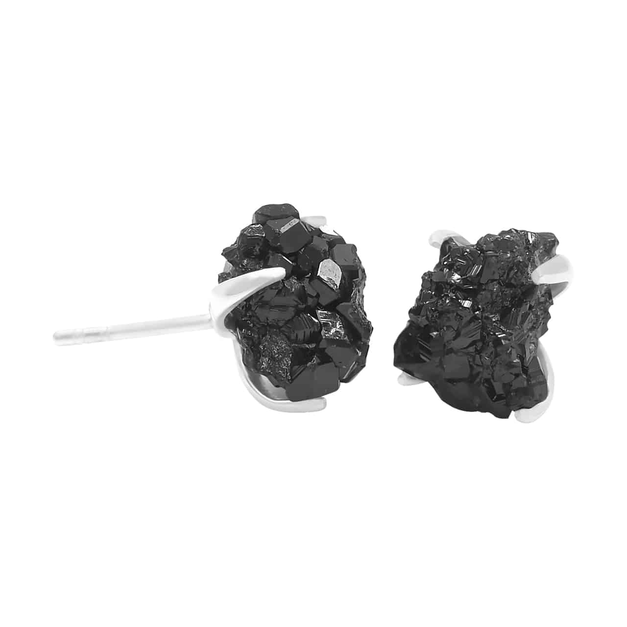 Starborn Black Garnet Crystal Post Earrings in Sterling Silver
