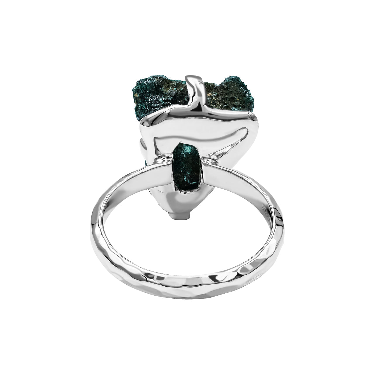 Starborn Raw Malachite Prong Set Ring in Fine Sterling Silver