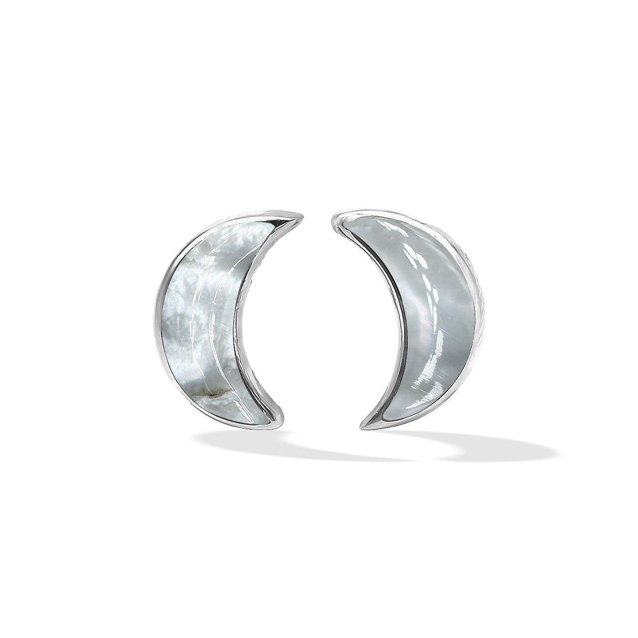 Starborn Mother of Pearl Crescent Moon Post Earrings in Sterling Silver